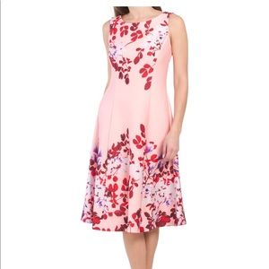 Tahari Fit & Flare Garden Print Dress